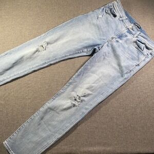 Express Mens Slim Ultra Hyper Stretch Light Wash Distressed Jeans 32x32